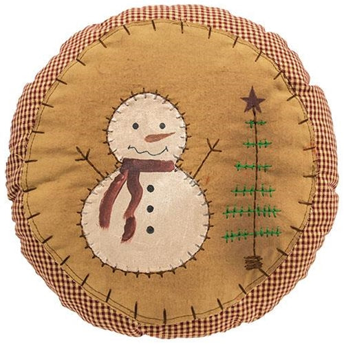 Primitive Gingham Snowman Pillow