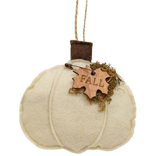 Cream Fall Pumpkin Felt Ornament - The Fox Decor