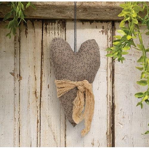 Primitive Stuffed Floral Heart Ornament - The Fox Decor