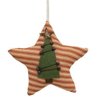 Thumbnail for Primitive Tree Red Ticking Star Ornament - The Fox Decor