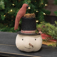 Stuffed Nesting Cardinal Top Hat Snowman Sitter - The Fox Decor