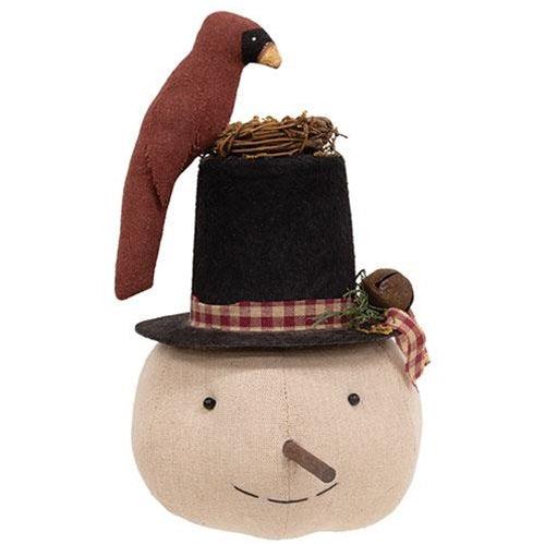 Stuffed Nesting Cardinal Top Hat Snowman Sitter - The Fox Decor