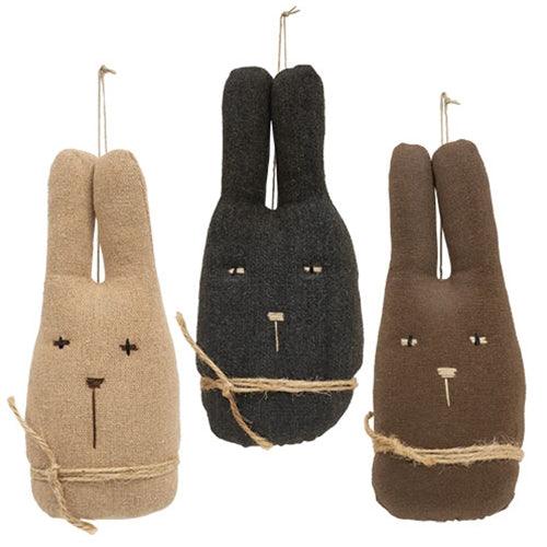 Fabric Rabbit Head Ornament 3 Asstd - The Fox Decor