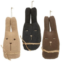 Fabric Rabbit Head Ornament 3 Asstd - The Fox Decor
