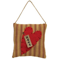 Ticking Striped XOXO Heart Pillow Ornament - The Fox Decor