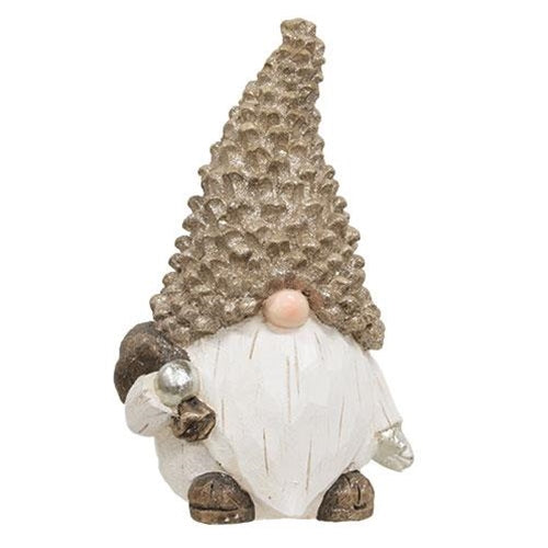 LED Resin Silver Pinecone Gnome