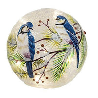 Snowy Blue Jay Couple Light Up Ball Ornament - The Fox Decor