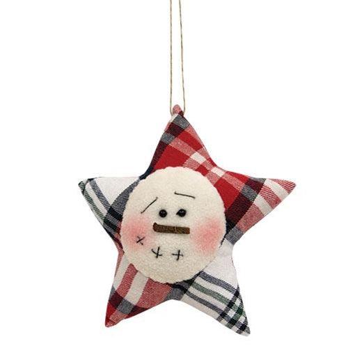 Crimson Plaid Snowman Star Ornament - The Fox Decor