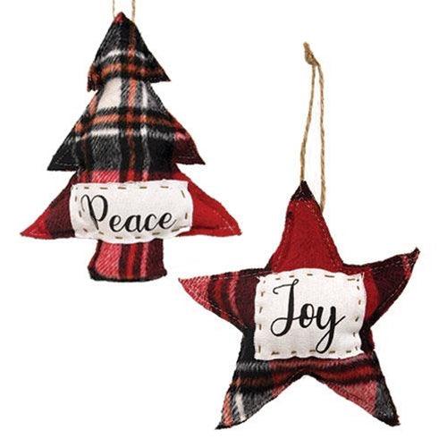 Joy Star & Peace Tree Ornament 2 Asstd - The Fox Decor