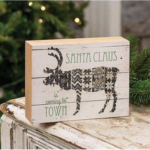 Santa Claus Nordic Reindeer Box Sign - The Fox Decor