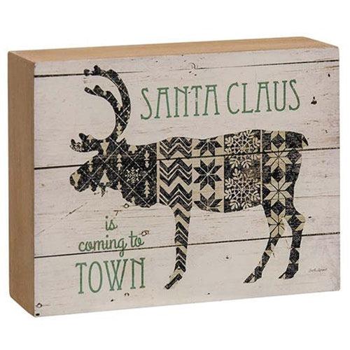 Santa Claus Nordic Reindeer Box Sign - The Fox Decor