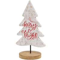 Merry and Bright Wood Tree Cutout Sitter - The Fox Decor