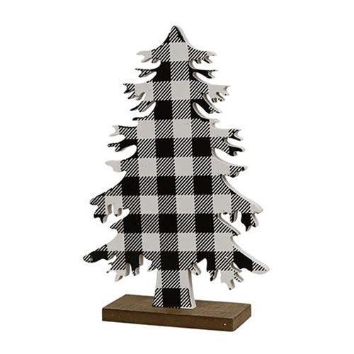 Black & White Buffalo Check Wood Tree Medium - The Fox Decor