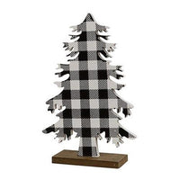 Black & White Buffalo Check Wood Tree Medium - The Fox Decor