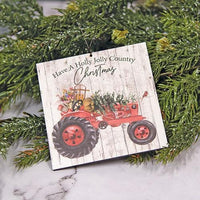 Thumbnail for Have a Holly Jolly Country Christmas Tractor Square Ornament - The Fox Decor