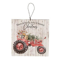 Thumbnail for Have a Holly Jolly Country Christmas Tractor Square Ornament - The Fox Decor