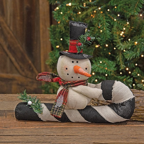 Stuffed Top Hat Snowman on Candy Cane