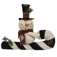 Thumbnail for Stuffed Top Hat Snowman on Candy Cane