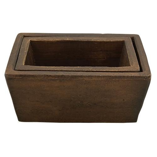 2 Set - Treenware Square Boxes