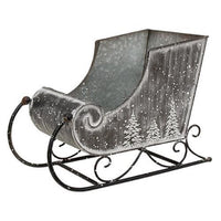 Embossed Snowy Pine Tree Metal Sleigh Small - The Fox Decor
