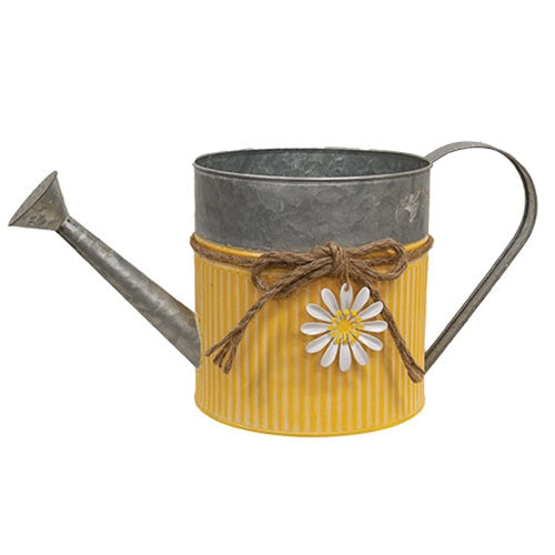 Galvanized Metal Watering Can w/Daisy Charm