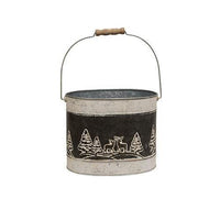 2 Set Embossed Winter Forest Oval Buckets - The Fox Decor