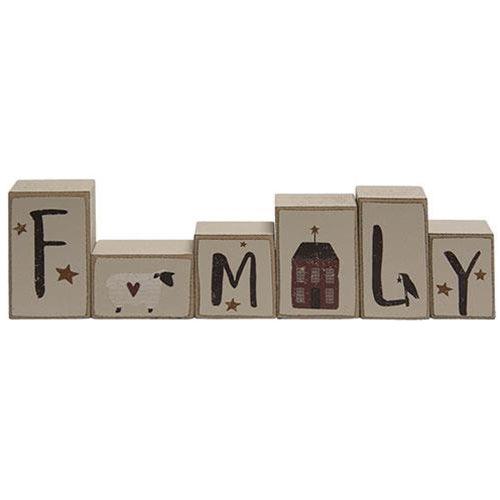 6 Set Primitive Family Letter Blocks - The Fox Decor