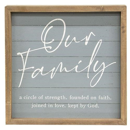 Our Family Slat-Look Framed Sign 3 Asstd