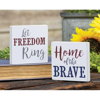 Home of the Brave Square Block 2 Asstd - The Fox Decor