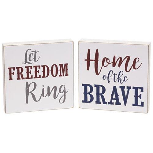 Home of the Brave Square Block 2 Asstd - The Fox Decor