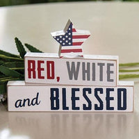 3 Set Red White and Blessed Blocks - The Fox Decor