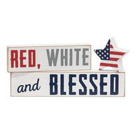 3 Set Red White and Blessed Blocks - The Fox Decor