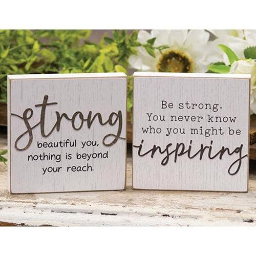 Strong & Inspiring Square Block 2 Asstd - The Fox Decor