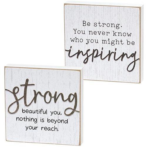 Strong & Inspiring Square Block 2 Asstd - The Fox Decor