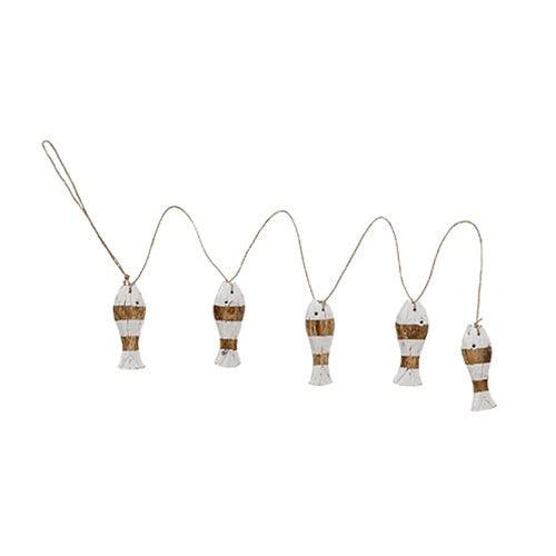 Distressed Wooden Fish Garland 6 Asstd - The Fox Decor