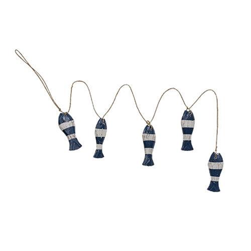 Distressed Wooden Fish Garland 6 Asstd - The Fox Decor