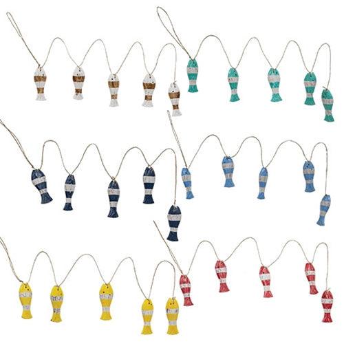 Distressed Wooden Fish Garland 6 Asstd - The Fox Decor