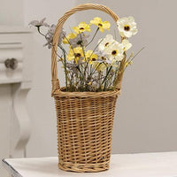 Natural Willow Flower Basket w Handle - The Fox Decor