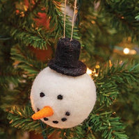 Felted Wool Snowman Top Hat Ornament - The Fox Decor