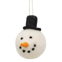 Felted Wool Snowman Top Hat Ornament - The Fox Decor