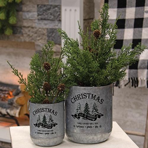 2 Set Cut & Carry Christmas Metal Buckets - The Fox Decor