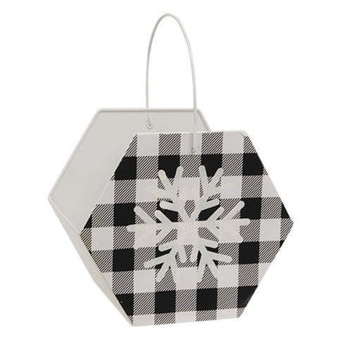 Black & White Buffalo Check Snowflake Hexagon Container - The Fox Decor