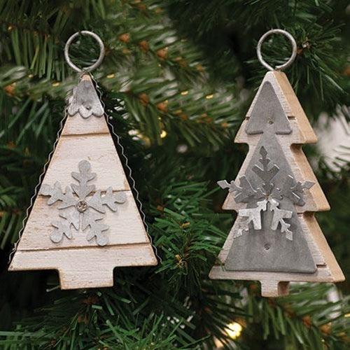 Galvanized Tree Ornament 2 Asstd - The Fox Decor