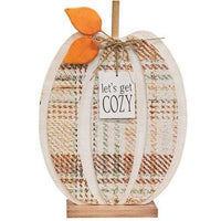 Get Cozy Plaid Wood Pumpkin - The Fox Decor