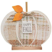 Thumbnail for Happy Fall Plaid Wood Pumpkin - The Fox Decor