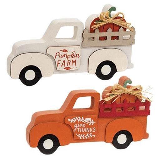 Harvest Pumpkin Truck Sitter 2 Asstd - The Fox Decor