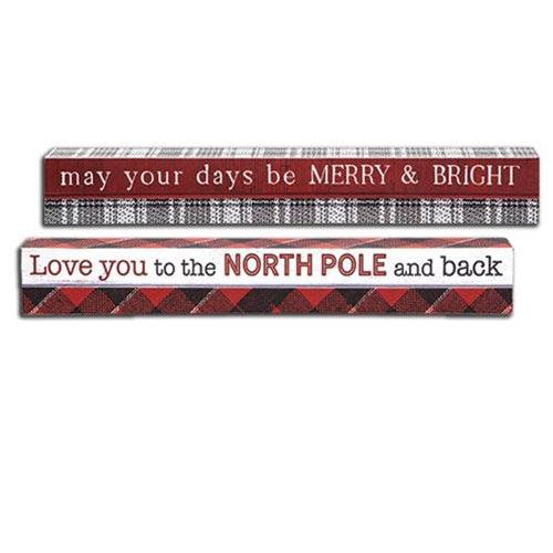 Love You to the North Pole May Your Days Be Merry Sign 2 Asstd - The Fox Decor