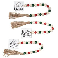 Thumbnail for Sm Winter Vacation Tassel Garland w Red Grn Beads 3 Asstd - The Fox Decor