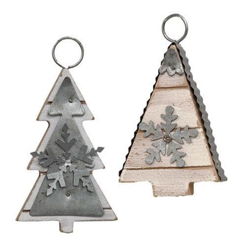 Galvanized Tree Ornament 2 Asstd - The Fox Decor