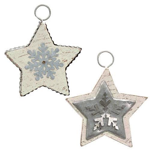 Galvanized Star Ornament 2 Asstd - The Fox Decor